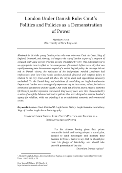 London Under Danish Rule: Cnut`s Politics and