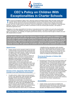 CEC`s Policy on Children With Exceptionalities in Charter Schools