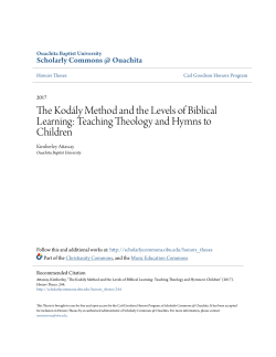 The Kod&aacute;ly Method and the Levels of Biblical Learning