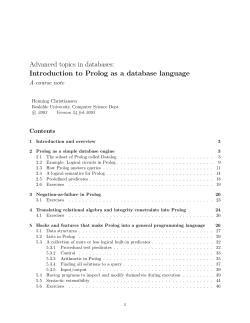 Advanced topics in databases: Introduction to Prolog as a database
