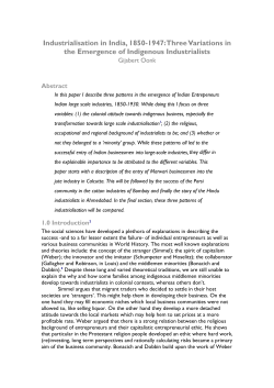 Industrialisation in India, 1850-1947: Three Variations