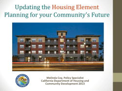 Updating the Housing Element Planning for your Community`s Future