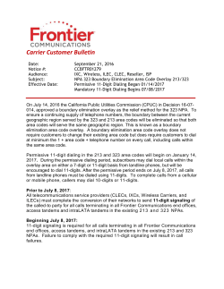 NPA 323 Boundary Elimination Area Code Overlay 213/323 PDF
