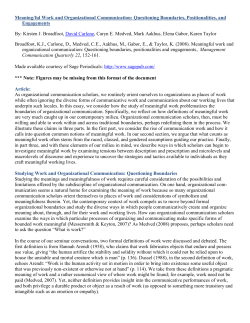 Meaning/ful Work and Organizational Communication: Questioning