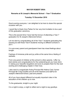 MAYOR ROBERT BRIA Remarks at St Joseph`s Memorial School