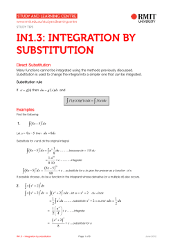 IN1.3: INTEGRATION BY SUBSTITUTION