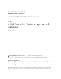 A High Price to Pay: Combat Injury in Iraq and Afghanistan