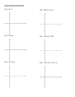 Cosecant/Secant Worksheet 1) y = csc x 2) y = 2 sec x 3) y = csc 2x +