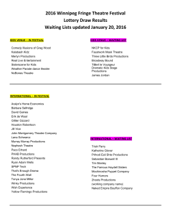 2016 Winnipeg Fringe Theatre Festival Lottery Draw Results Waiting