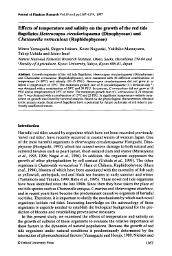 Effects of temperature and salinity on the growth of the red tide