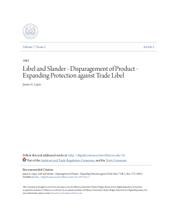 Libel and Slander - Disparagement of Product