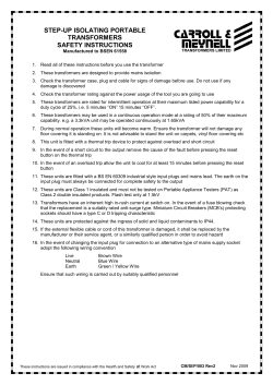 STEP-UP ISOLATING PORTABLE TRANSFORMERS SAFETY