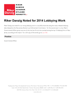 Riker Danzig Noted for 2014 Lobbying Work PDF