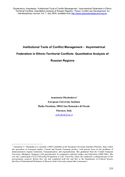 Asymmetrical Federalism in Ethnic-Territorial Conflicts