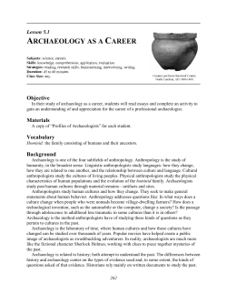 archaeology as a career - Research Laboratories of Archaeology