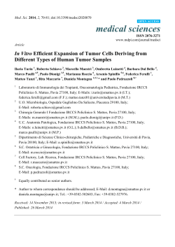 In Vitro Efficient Expansion of Tumor Cells Deriving from Different