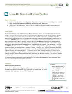 Lesson 16: Rational and Irrational Numbers