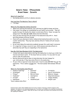 Generic Name: Ethosuximide Brand Name: Zarontin