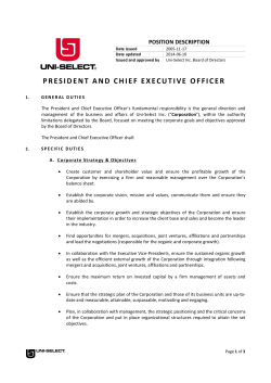 President and Chief Executive Officer - Uni