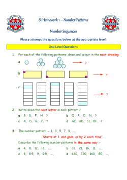 S1 Homework 1 &ndash; Number Patterns Number Sequences
