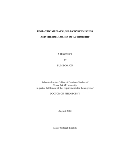 Romantic Mediacy, Self-Consciousness and the Ideologies of