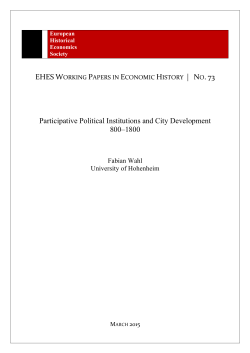 Participative Political Institutions and City Development 800&ndash;1800