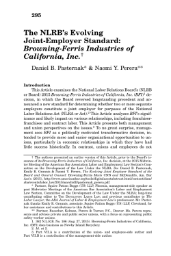 The NLRB`s Evolving Joint-Employer Standard: Browning
