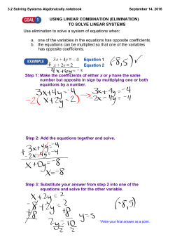 3.2 Solving Systems Algebraically.notebook
