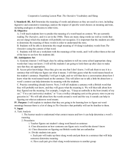 Cooperative Learning Lesson Plan: The Outsiders Vocabulary and
