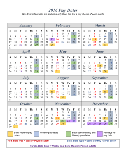 2016 Pay Dates
