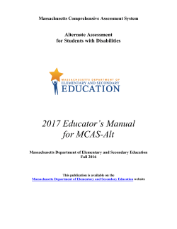 2017 Educator`s Manual for MCAS-Alt