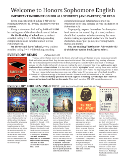 English 3-4 Honors Summer Reading