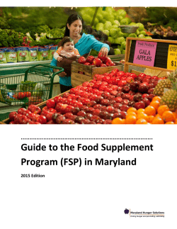 (FSP) in Maryland - Maryland Hunger Solutions