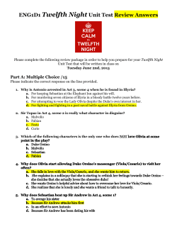 ENG1D1 ​Twelfth Night​Unit Test ​Review Answers