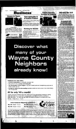 Discover what many of your W a y n e C o u n ty r already know! vrcare