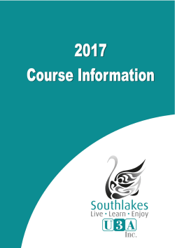 Courses Information - Southlakes U3A Inc