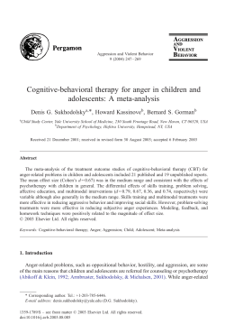 Cognitive-behavioral therapy for anger in children and adolescents