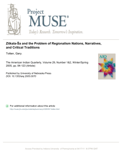 Zitkala-Ša and the Problem of Regionalism Nations