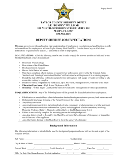 deputy sheriff job expectations - Taylor County Sheriff`s Office