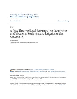 A Price Theory of Legal Bargaining: An Inquiry into the Selection of