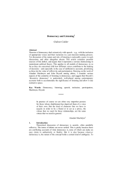 Democracy and Listening1 Gideon Calder