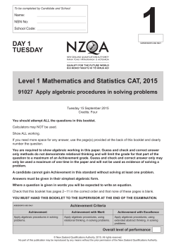 Level 1 Mathematics and Statistics CAT (91027 ) 2015