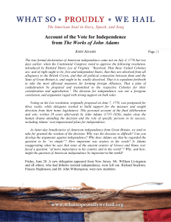Account of the Vote for Independence from The Works of John Adams