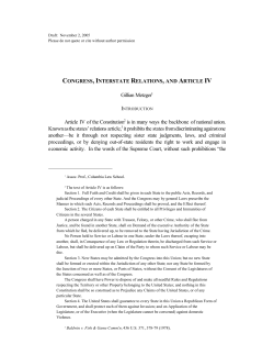 CONGRESS, INTERSTATE RELATIONS, AND ARTICLE IV Gillian