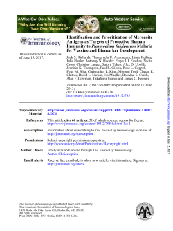 for Vaccine and Biomarker Development Malaria Plasmodium