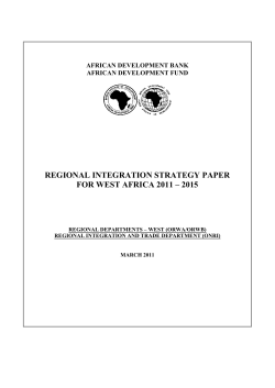 2011-2015 - Western Africa - Regional Integration Strategy Paper