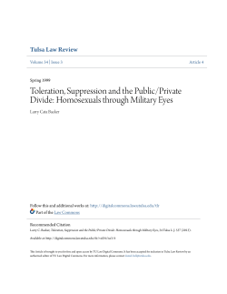 Toleration, Suppression and the Public/Private Divide: Homosexuals