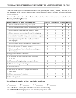 Health Professionals Inventory of Learning Styles (H