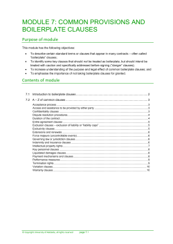 MODULE 7: COMMON PROVISIONS AND BOILERPLATE CLAUSES