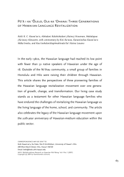 Three Generations of Hawaiian Language Revitalization